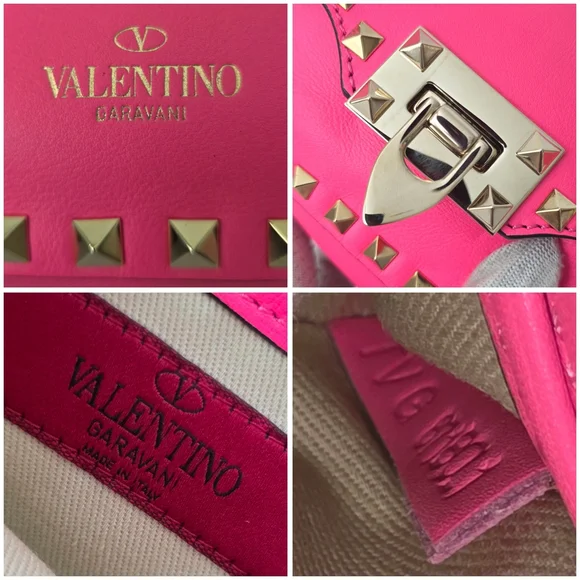 Auth Valentino Garavani Vitello Rockstud Flap Crossbody Bag - Picture 7 of 11